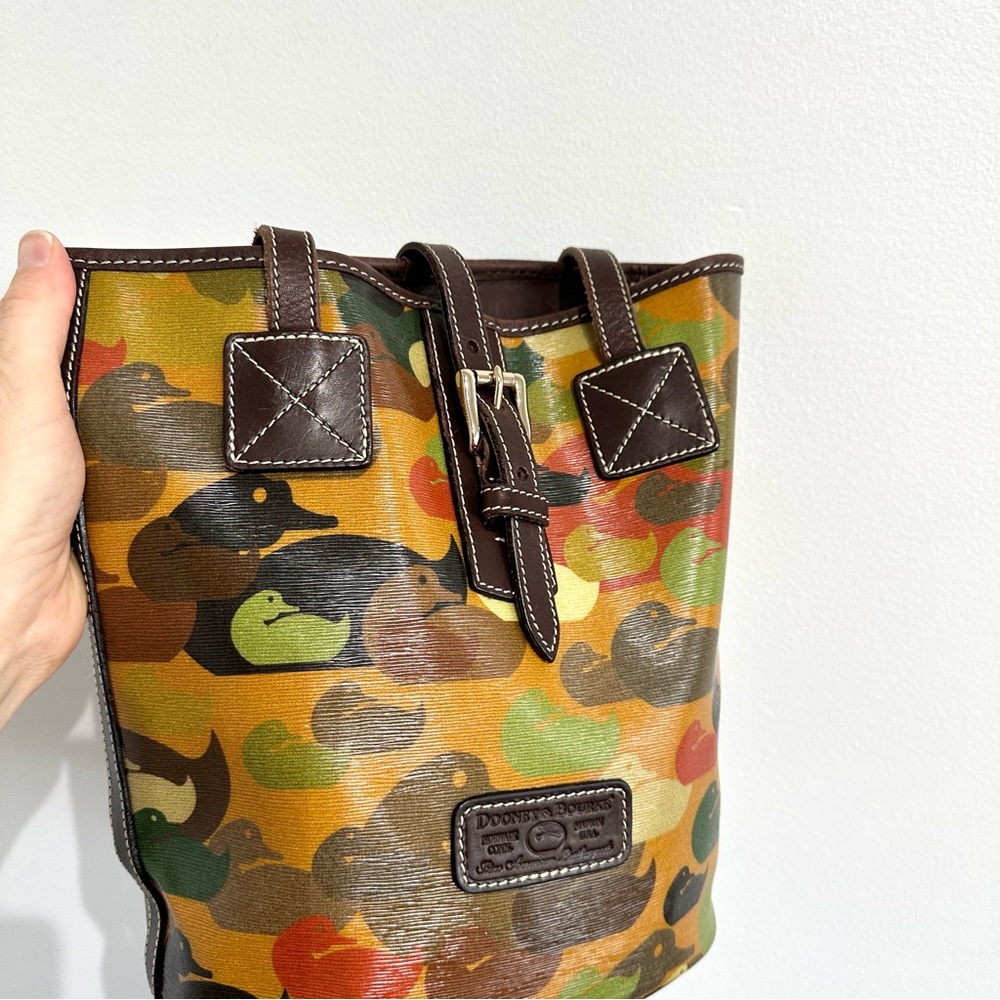Dooney & Bourke Duck Print Camouflage Tote Bucket Bag vintage rare print - Picture 6 of 14